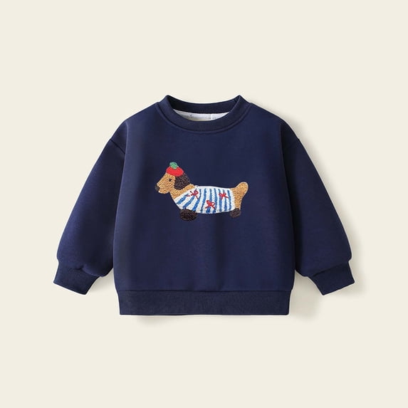 Girls Sweatshirt Kids Casual Crew Neck Sweatshirt Long Sleeve Pullover Hoodless Top Navy 7-8 Years