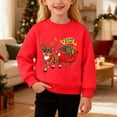 thumbnail image 1 of Girls Sweatshirt Kids Festive Fleece Crew Neck Long Sleeve Pullover Sweatshirt Hoodless Top Red 4-5 Years, 1 of 5