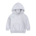 thumbnail image 1 of Girls Sweatshirt Kids Solid Color Plus Warm Hooded Pullover Tops Coat Girls Hoodies Grey 110, 1 of 7