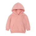 thumbnail image 1 of Girls Sweatshirt Kids Solid Color Plus Warm Hooded Pullover Tops Coat Toddler Hoodie Pink 130, 1 of 6