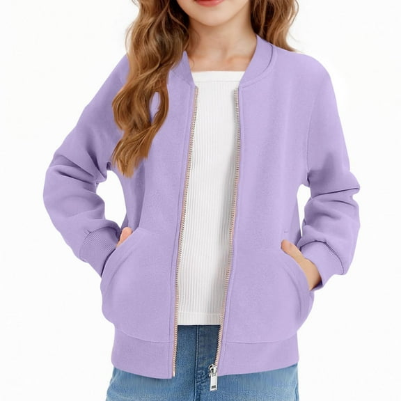 Girls Sweatshirt Kids Zip Up Casual Long Sleeve Jacket Pullover Sweatshirt with Pockets