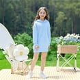 thumbnail image 1 of Girls Sweatshirt Long Pullover Sweatshirt Solid Hoodie Dress (Blue 2-3 Years), 1 of 3