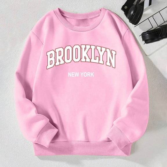 Girls Sweatshirt Neck Sweatshirt Warm Sweatshirt Tops Cute Pattern Print Fall Fashion Outfit Winter Clothes Sweet Sweatshirts for Women Loose Fit