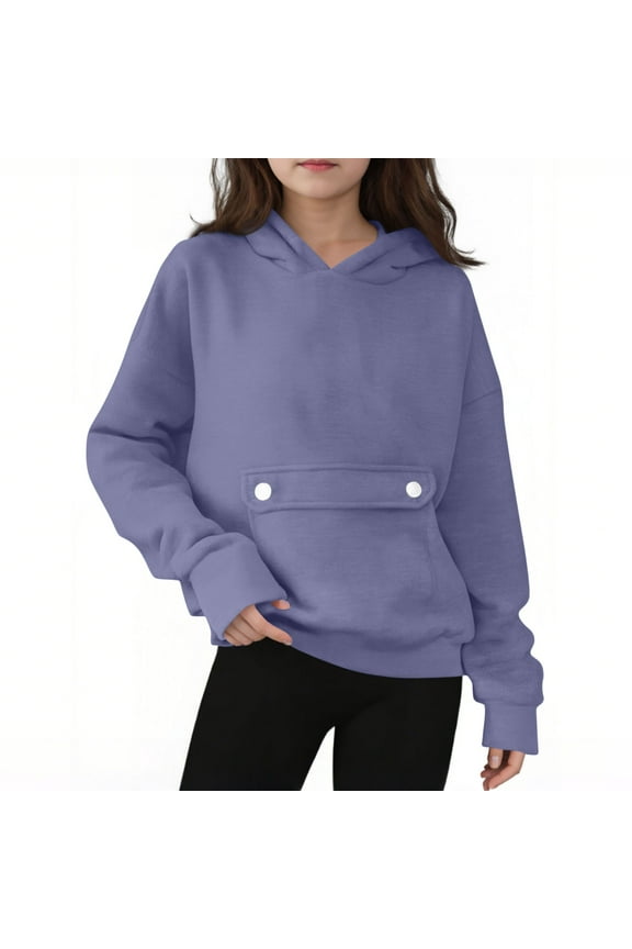 Girls Sweatshirt Oversize Hoodies for Girls Soft Kids Long Sleeves Sweatshirts Casual Plain Pullovers Hooded with Pocket Warm Fleece Jumper Running Daily Leisure