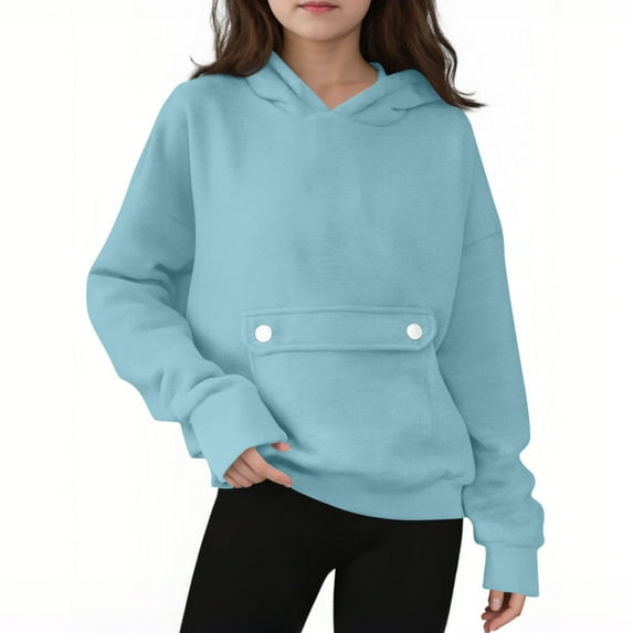 Girls Sweatshirt Oversize Hoodies for Girls Soft Kids Long Sleeves Sweatshirts Casual Plain Pullovers Hooded with Pocket Warm Fleece Jumper Running Daily Leisure