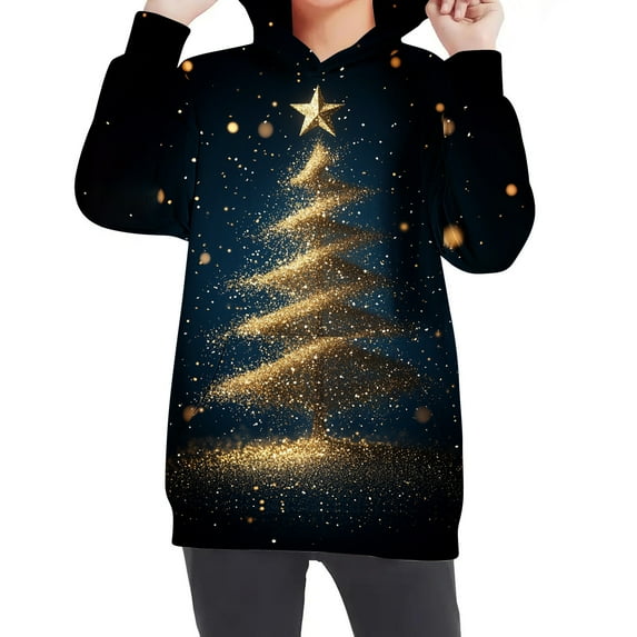 Girls Sweatshirt Pullover Crewneck Oversized Pullover Cotton Clothes Printed Long Sleeves Tops Casual Fleece Sweater with Pocket Fall Winter Warm Sweatshirts Kids Hoodies