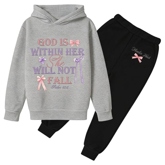 Girls Sweatshirt Sets 2 Piece Outfit - Stylish Kids Letter Print Hoodie Jogger Long Sleeve Casual Tracksuit For Girls Boys (Dark Gray,3-4 Years)