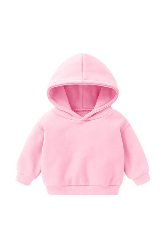 Girls Sweatshirt Size 12-18 Months Pullover Solid Plus Babies Hooded Color Pink Hoodies & Sweatshirts
