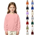 thumbnail image 1 of Girls Sweatshirt Solid Soft Pullover Top Long Sleeve Crewneck Sweatshirt Casual School Kids Shirt 5-14 Years, 1 of 5