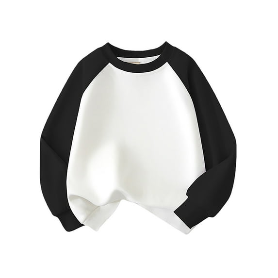 Girls Sweatshirt Toddler Boat Neck Color Block Print Boys Pullover Kids Sweater Tops(120 4-5 Years,Black)