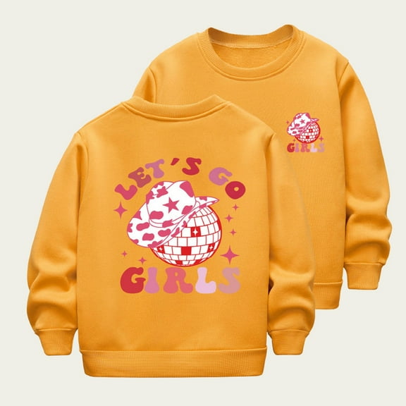 Girls Sweatshirts 3D Novelty Jumper Kids Tops Teen Sweatshirts Long Sleeve Pullover Yellow 5-6 Years