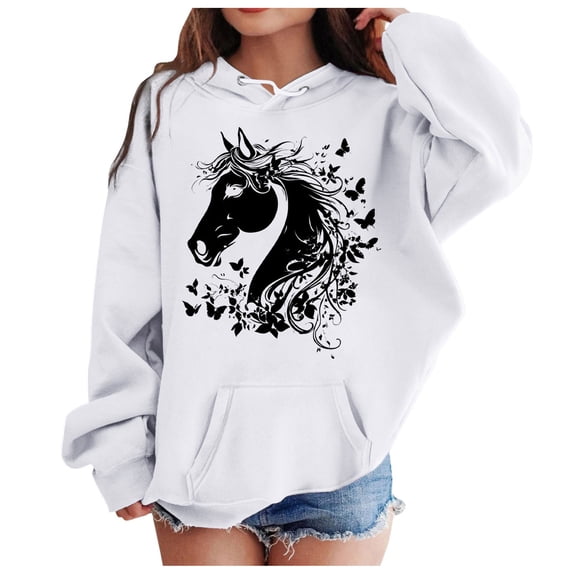 Girls Sweatshirts 7-8 Hoodies for Toddler Boys Girls Solid Pullover Sweatshirt Kids Long Sleeve Hooded Sweatshirts Cotton Teen Girl Outfits