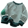 thumbnail image 1 of Girls Sweatshirts Boys Classic Striped Color Block Crew Neck Long Sleeve Shirt Casual Loose Sweater Cute Pullover Tops Clothes for Girls Size 11-12T, 1 of 8