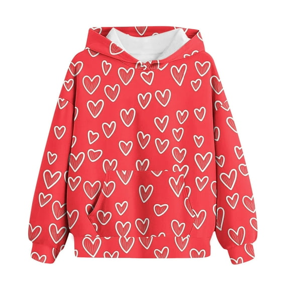Girls Sweatshirts Crewneck Oversized Pullover Cotton Clothes Printed Long Sleeves Tops Casual Fleece Sweater with Pocket Fall Winter Warm Sweatshirts Kids Hoodies