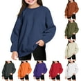 thumbnail image 1 of Girls Sweatshirts Crewneck Oversized Pullover for Toddler Clothes Girl Cotton Top Long Sleeve Casual Cotton Fall Winter Fleece Warm Sweatshirts for Kids, 1 of 7