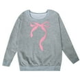 thumbnail image 1 of Girls Sweatshirts Cute Bow Graphic Crew Neck Long Sleeve Pullover Tops For Girl Soft Comfy Unisex Kids Graphic Hoodies Grey 3-4 Years, 1 of 4