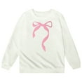 thumbnail image 1 of Girls Sweatshirts Cute Bow Graphic Crew Neck Long Sleeve Pullover Tops For Girl Soft Comfy Unisex Kids Graphic Hoodies White 7-8 Years, 1 of 4