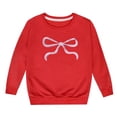 thumbnail image 1 of Girls Sweatshirts Cute Bow Graphic Crew Neck Long Sleeve Pullover Tops For Girls Soft Comfy Unisex Kids Graphic Hoodies Red 7-8 Years, 1 of 4