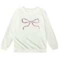 thumbnail image 1 of Girls Sweatshirts Cute Bow Graphic Crew Neck Long Sleeve Pullover Tops For Girls Soft Comfy Unisex Kids Graphic Hoodies White 13-14 Years, 1 of 4