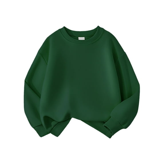 Girls Sweatshirts Kids Basic Crewneck Pullover Sweatshirt Girls Boys Solid Hoodie Coat Hoodies for Girls Dark Green 12-13 Years