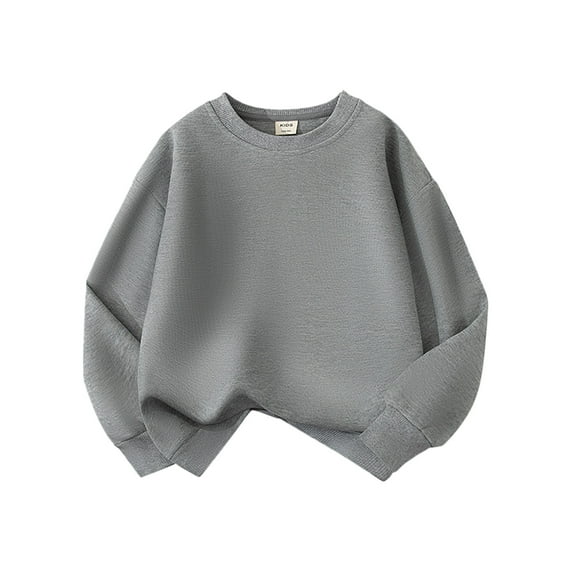 Girls Sweatshirts Kids Basic Crewneck Pullover Sweatshirt Girls Boys Solid Hoodie Coat Toddler Hoodies Boys Grey 3-4 Years