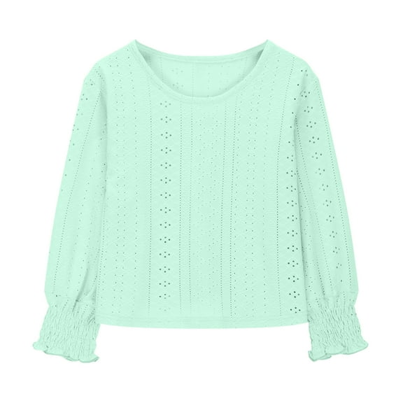 Girls Sweatshirts Kids Casual Knit Long Sleeve Shirts Tops Round Neck Hollow Out Blouse Loose Fit, Comfortable Breathable Soft Warm Basic Tops,Size:10-12 years