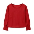 thumbnail image 1 of Gyujnb Girls Sweatshirts Kids Casual Knit Long Sleeve Shirts Tops Round Neck Hollow Out Blouse Loose Fit, Comfortable Breathable Soft Warm Basic Tops,Size:12-14 years, 1 of 7