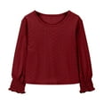 thumbnail image 1 of Girls Sweatshirts Kids Casual Knit Long Sleeve Shirts Tops Round Neck Hollow Out Blouse Loose Fit, Comfortable Breathable Soft Warm Basic Tops,Size:12-14 years, 1 of 7