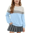 thumbnail image 1 of Girls Sweatshirts Long Sleeve Crewneck Pullover Color Block Lightweight Fall Winter Casual Everyday Wear Top 1-15 Years, 1 of 5