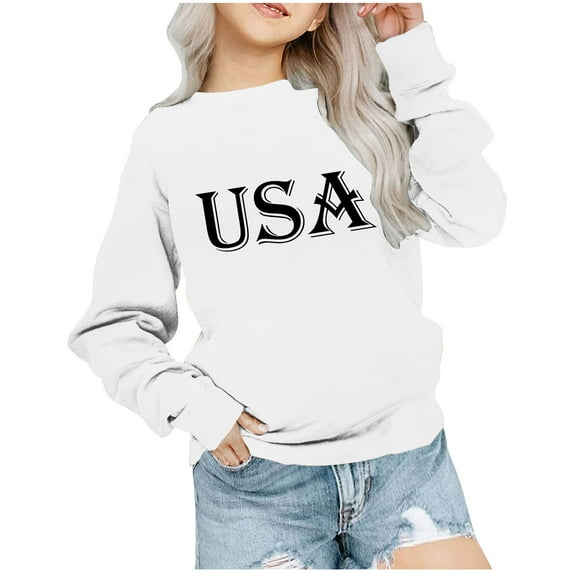 Girls Sweatshirts Love Heart Letter Print Cotton Drop Shoulder Long Sleeve Crewneck Pullover Kids Valentines Tops (2 Years, White 02)