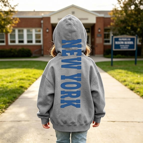 Girls Sweatshirts New York Big Letter Print Loose Crewneck Pullover Top Sweatshirts for Girls Size 4-5Y