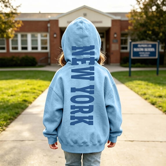 Girls Sweatshirts New York Big Letter Print Loose Crewneck Pullover Top Sweatshirts for Girls Size 9-10Y