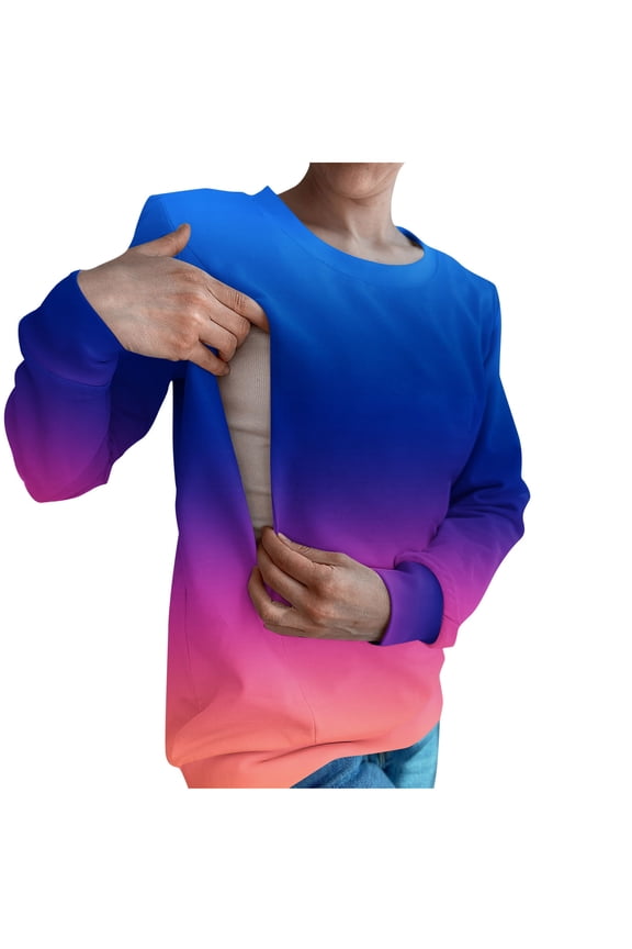Girls Sweatshirts Without Hood, Nursing Hoodies for Women Sweatshirt for Womens Simple Stylish Maternity Breastfeeding Side Hidden Soft Stretchable Homewea rPullover Long Sleeve Tops