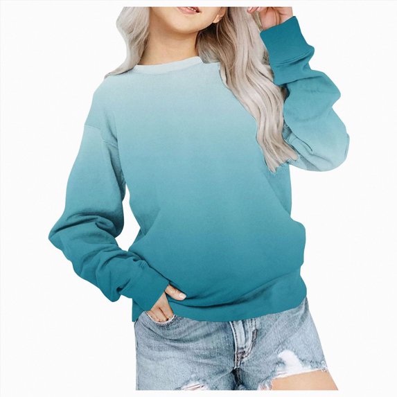 Girls Sweatshirts for Teen Girls Solid Color Round Neck Oversized Sweatshirt Kids Fashion Long Sleeve Pullover Tops Kaprioy Girls Sweatshirt