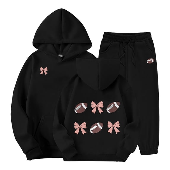 Girls Sweatsuit 2 Piece Jogger Set Cute Graphic Outfits Fleece Lined Tracksuit Hooded Sweatshirt & Joggers Boys Clothing Sets