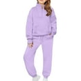 thumbnail image 1 of Girls Sweatsuit 2 Piece Outfits Spring Fall Half Zip Thumb Hole Sweatshirts and Sweatpants Joggers Set, 1 of 9