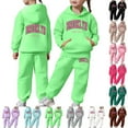 thumbnail image 1 of Girls Sweatsuit 2 Piece Set Letter Printed Long Sleeve Warm Hoodies Joggers Casual Fall Winter Child Stylish Comfortable Outfits for Girls 2-3 Years, 1 of 8
