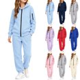 thumbnail image 1 of Girls Sweatsuit 2 Piece Sets Causal Zip Up Hoodie Sweatshirt and Sweatpants Girls Fashion Fall Winter Y2k Matching Set Light Blue 11-12 Years, 1 of 8