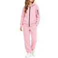 thumbnail image 1 of Girls Sweatsuit 2 Piece Sets Oversized Zip Up Sweatshirts Joggers Kids Clothes Fall Winter Y2k Sweatsuit Set Pink 12-13 Years, 1 of 7