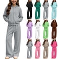 thumbnail image 1 of Girls Sweatsuit Fall Winter Kid Zip Up Hoodie And Sweatpants Set 5-14 Years, 1 of 8