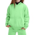 thumbnail image 1 of Girls Sweatsuit Set 2 Piece Outfits Girl Sweatsuit Set Zipper Hooded Sweatshirt Wide Leg Sweatpants Kids Clothes with Pockets(Size 9-10 Years,fg2-Green), 1 of 4