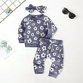thumbnail image 1 of Girls Sweatsuit Set 3Pcs Baby Girl Outfits Daisy Sweatshirt + Pants + Headband Infant Fall Winter Clothes, 1 of 4