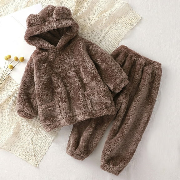 Girls Sweatsuit Set Girls Fuzzy Pants Set Fleece Outfits Winter Flannel Loose Fluffy Pullover Sweatshirt Top Pants Sweatsuit