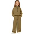 thumbnail image 1 of Girls Sweatsuit Tracksuit Set Teen Kids Pullover Sweatshirts and Sweatpants Sweat Set Lounge 2 Piece Outfits,Camel 5-6 Years, 1 of 7