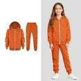 thumbnail image 1 of Girls Sweatsuit Zipper Kids Orange Track Suit Hoodie Sweatshirt and Sweatpants Set Boys Track Suits Size 7-8 Years, 1 of 9