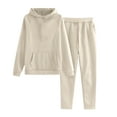 thumbnail image 1 of Girls Sweatsuits 2 Piece Set Kids Solid Color Hoodie and Sweatpants Set for Girls Athletic Tracksuits Joggers Sets Outfits,Beige 11-12 Years, 1 of 3