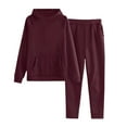 thumbnail image 1 of Girls Sweatsuits 2 Piece Set Kids Solid Color Hoodie and Sweatpants Set for Girls Athletic Tracksuits Joggers Sets Outfits,Wine 7-8 Years, 1 of 3