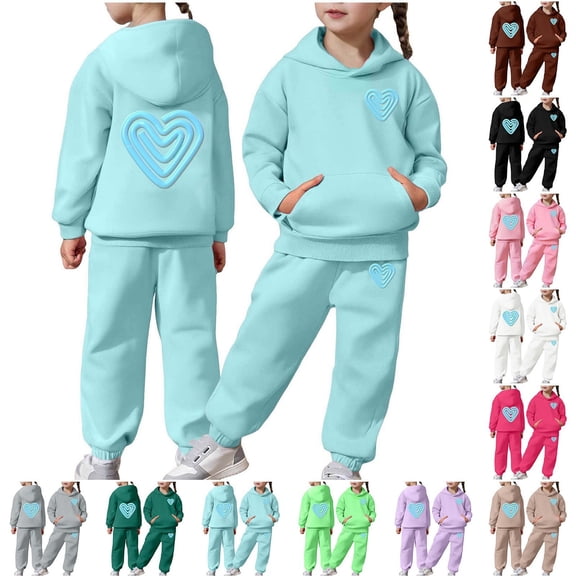 Girls Sweatsuits 67 Print Hoodie Jogger Casual Comfortable Daily Wear Kids Athleisure Two Piece Outfit Mint Green 4-5 Y