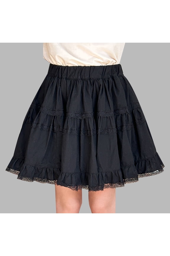 Girls Sweet Lace Trim Ballet Princess Tutu Skirt Versatile Tiered Tulle Layered Half Slip Skirts