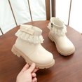 thumbnail image 1 of Girls Sweet Princess Pearl Bow Tulle Ruffle Ankle Boots Cozy Inner Side Zipper Chunky Lug Sole Slip Resistant Non Slip Children Spring Walking Footwear, 1 of 8